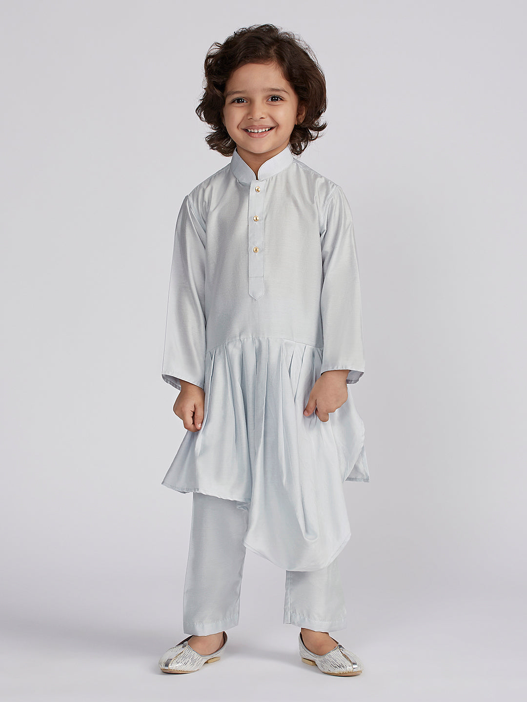 VASTRAMAY Boys' Aqua Jacket,Kurta And Pyjama Set. - qivii