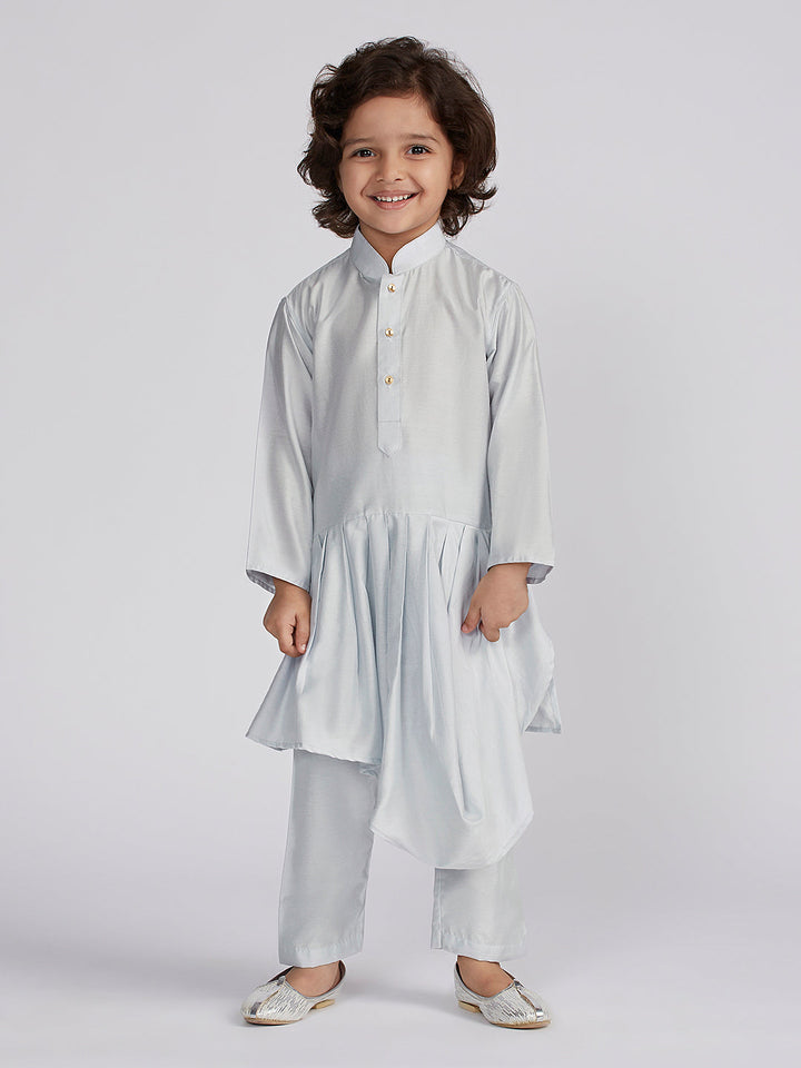 VASTRAMAY Boys' Aqua Jacket,Kurta And Pyjama Set. - qivii