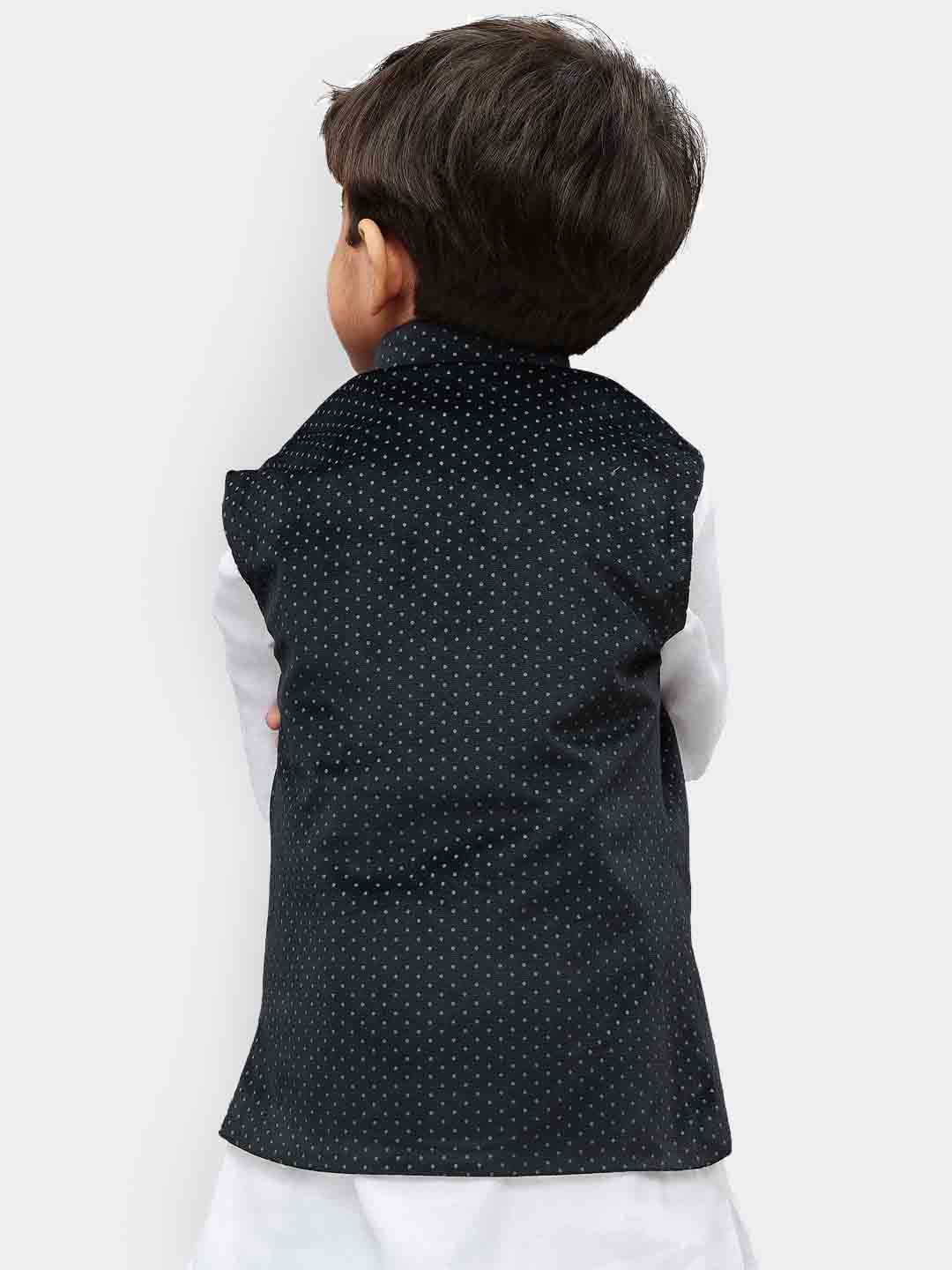 VASTRAMAY Boys' Black Velvet Nehru Jackets - qivii