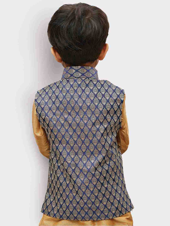 Vastramay Boys' Blue Silk Blend Nehru Jackets - qivii