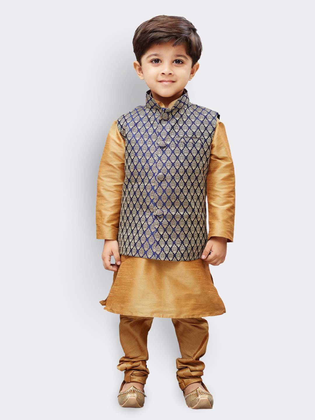 Vastramay Boys' Blue Silk Blend Nehru Jackets - qivii