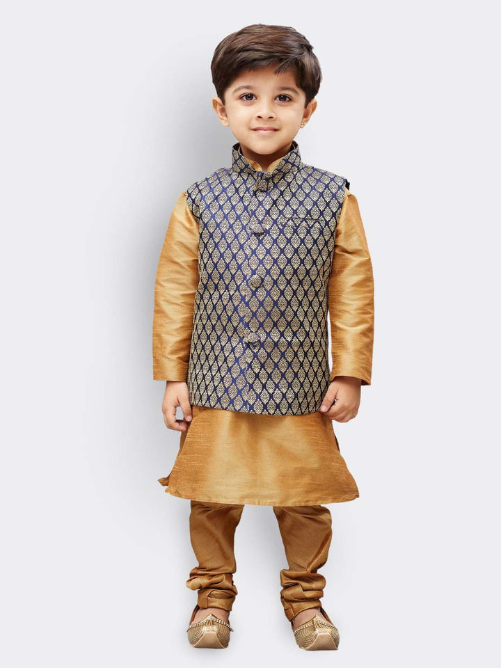 Vastramay Boys' Blue Silk Blend Nehru Jackets - qivii