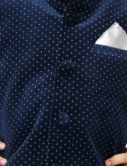 VASTRAMAY Boys' Blue Velvet Nehru Jackets - qivii