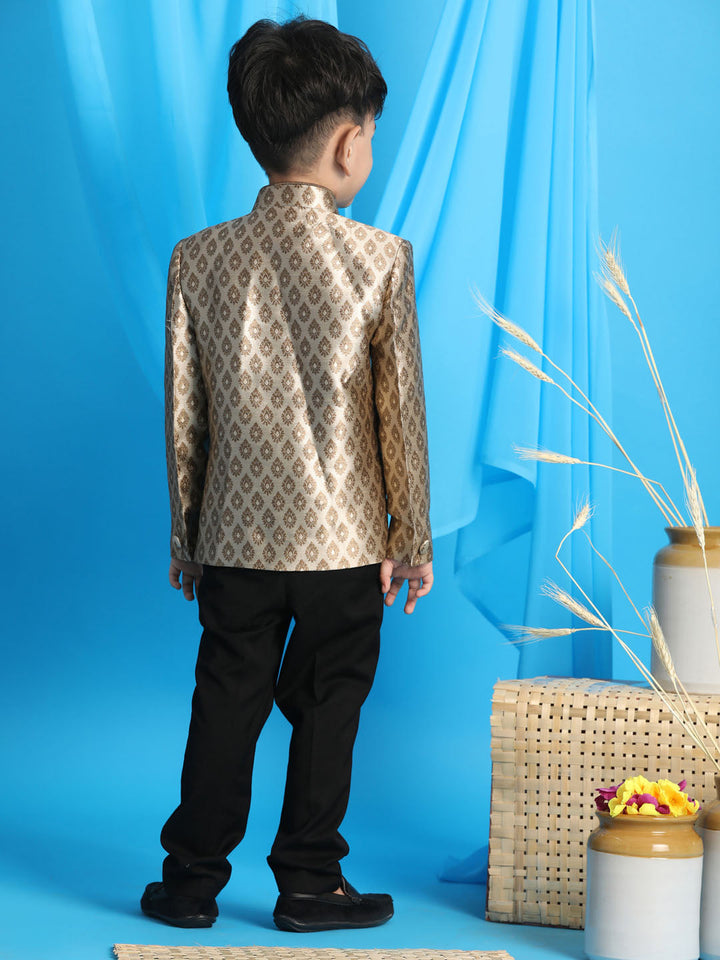 VASTRAMAY Boy's Bronze-Toned Silk Blend Jodhpuri - qivii