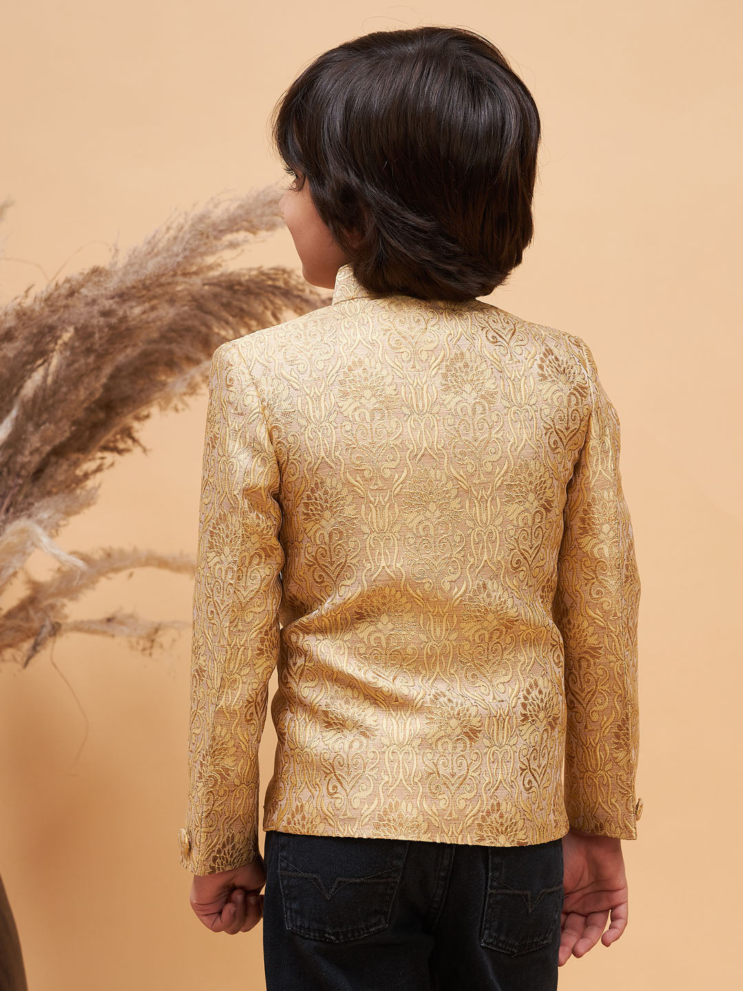 VASTRAMAY Boy's Rose Gold Silk Blend Jodhpuri - qivii