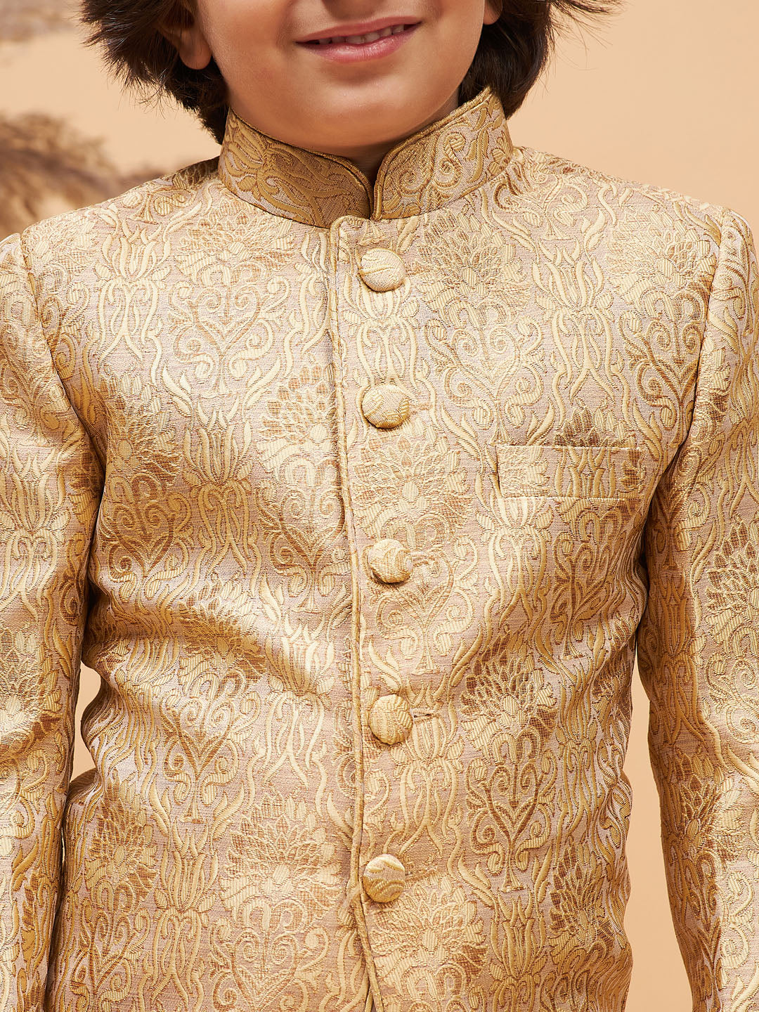 VASTRAMAY Boy's Rose Gold Silk Blend Jodhpuri - qivii