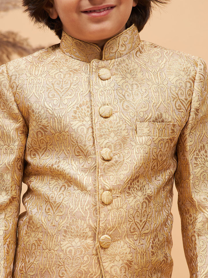VASTRAMAY Boy's Rose Gold Silk Blend Jodhpuri - qivii