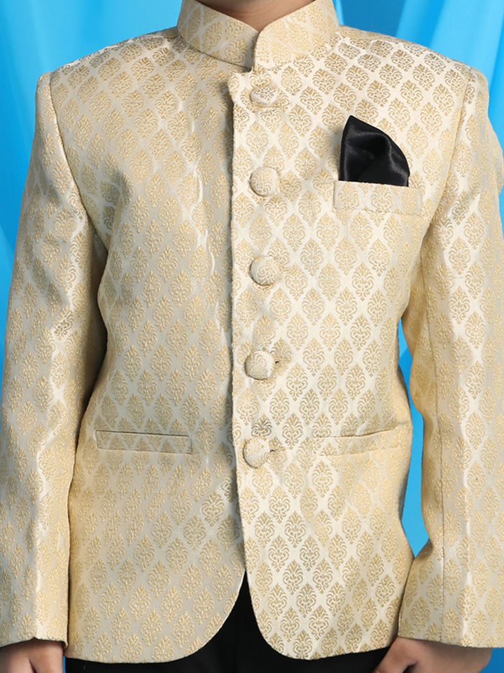 Vastramay Boy's Cream Woven Silk Blend Jodhpuri - qivii