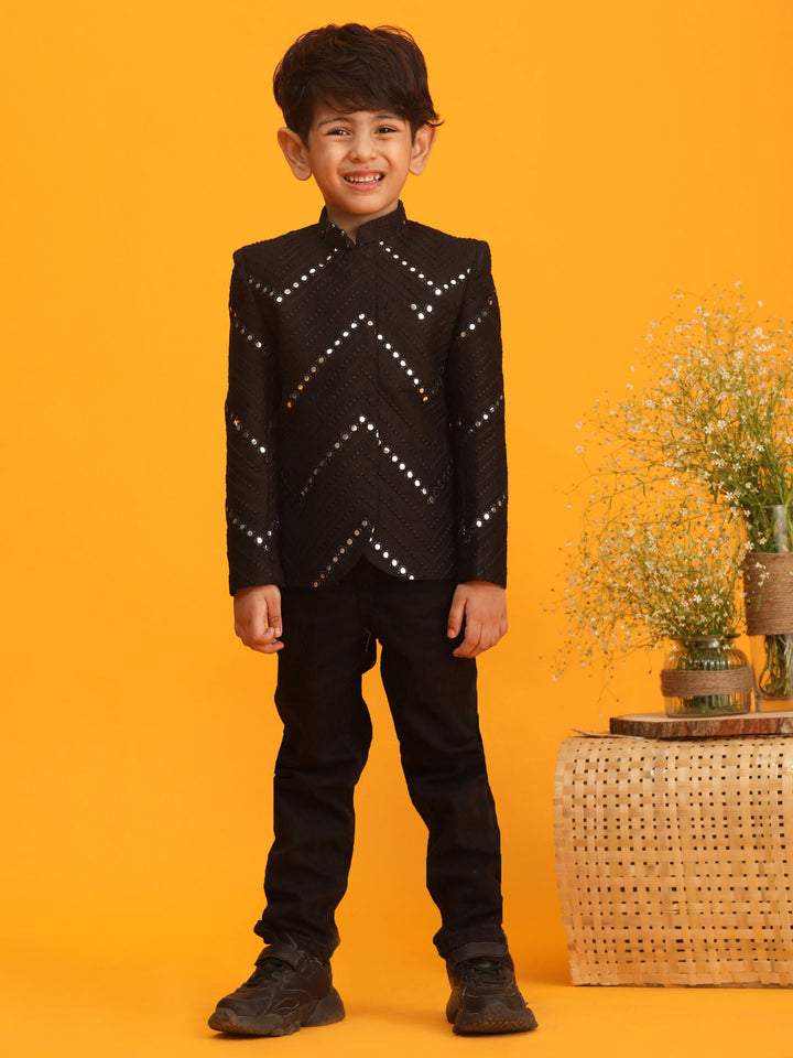 VASTRAMAY Boys' Black Jodhpuri - qivii