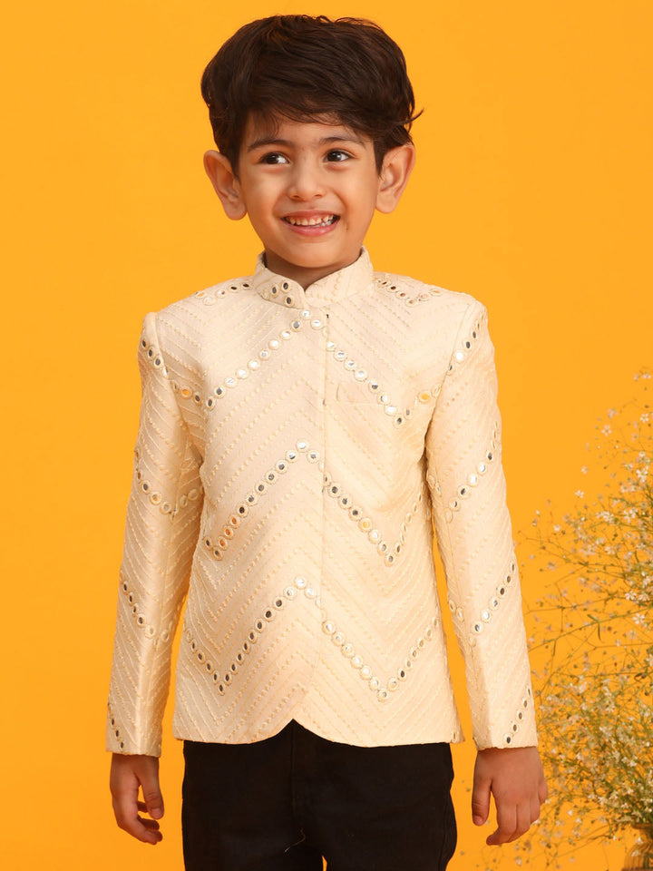 VASTRAMAY Boys' Cream Jodhpuri - qivii