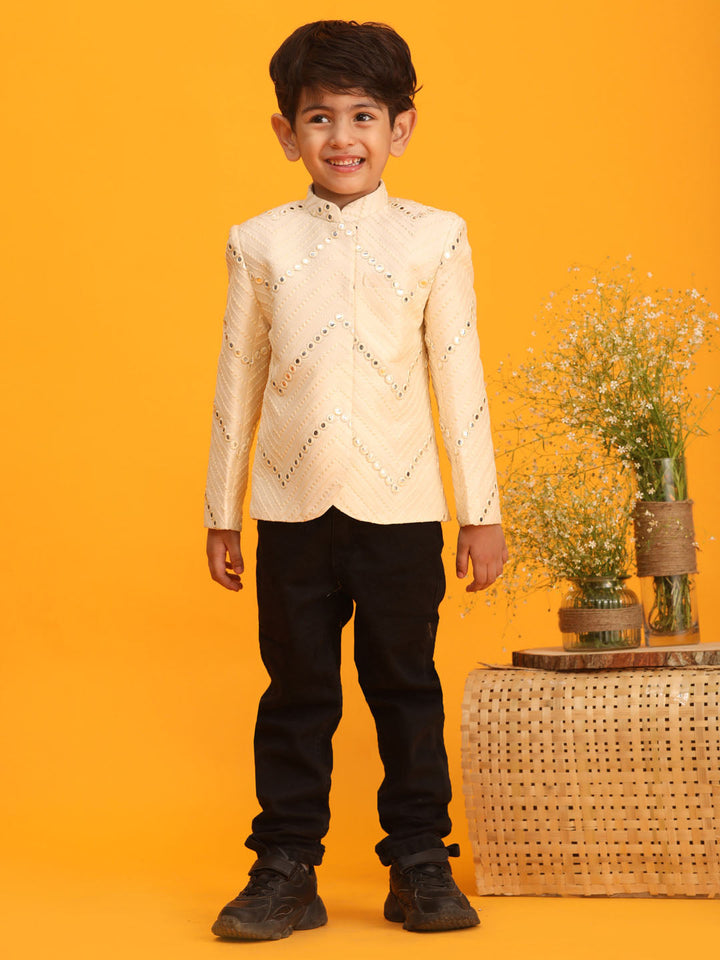 VASTRAMAY Boys' Cream Jodhpuri - qivii