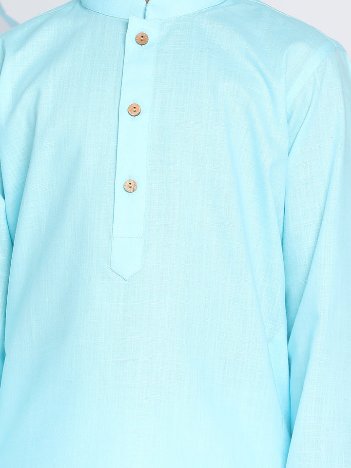 VASTRAMAY Boys Aqua Blue Kurta And Dhoti Set - qivii