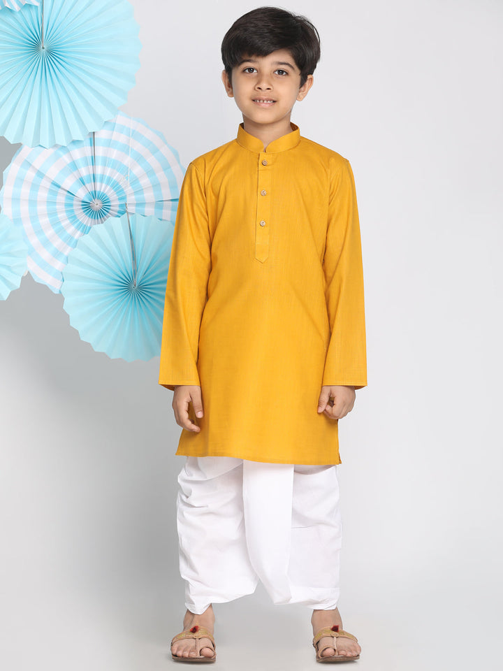 VASTRAMAY Boys Mustard Kurta And Dhoti Set - qivii