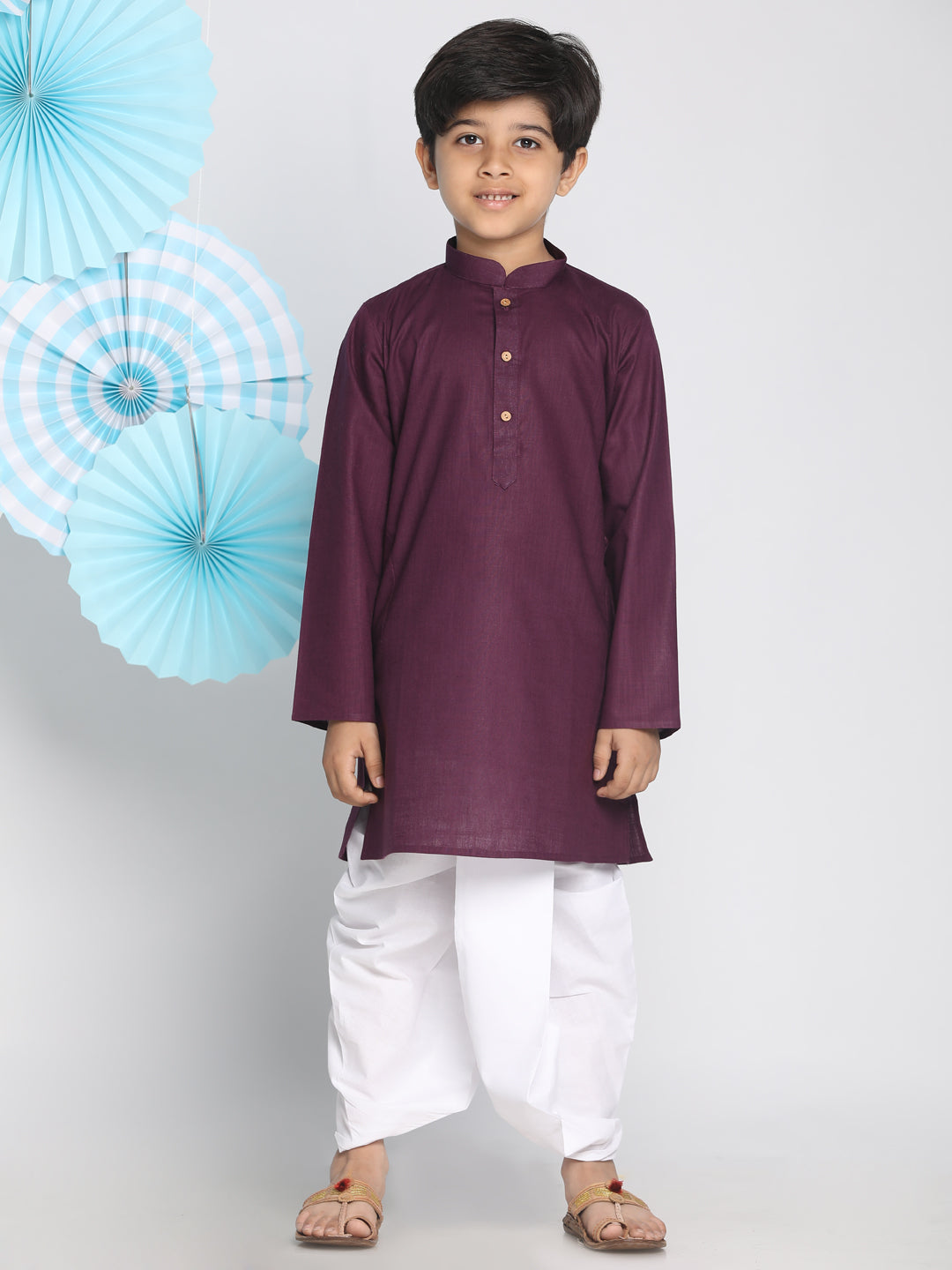 VASTRAMAY Boys Purple Kurta And Dhoti Set - qivii
