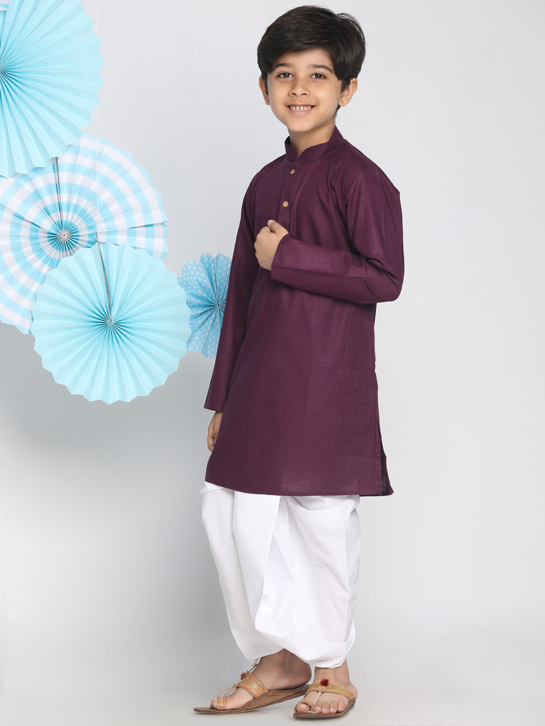 VASTRAMAY Boys Purple Kurta And Dhoti Set - qivii