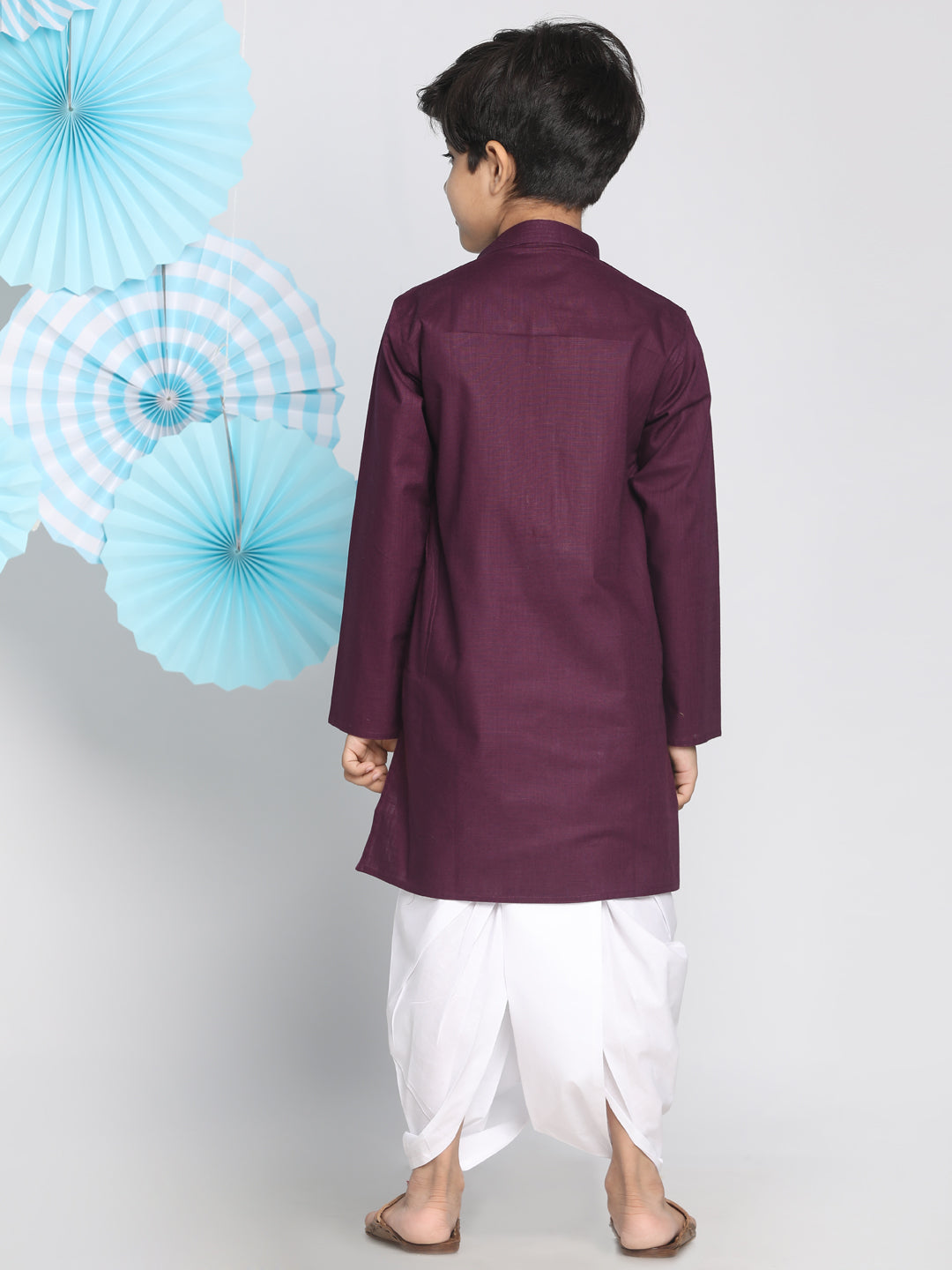 VASTRAMAY Boys Purple Kurta And Dhoti Set - qivii