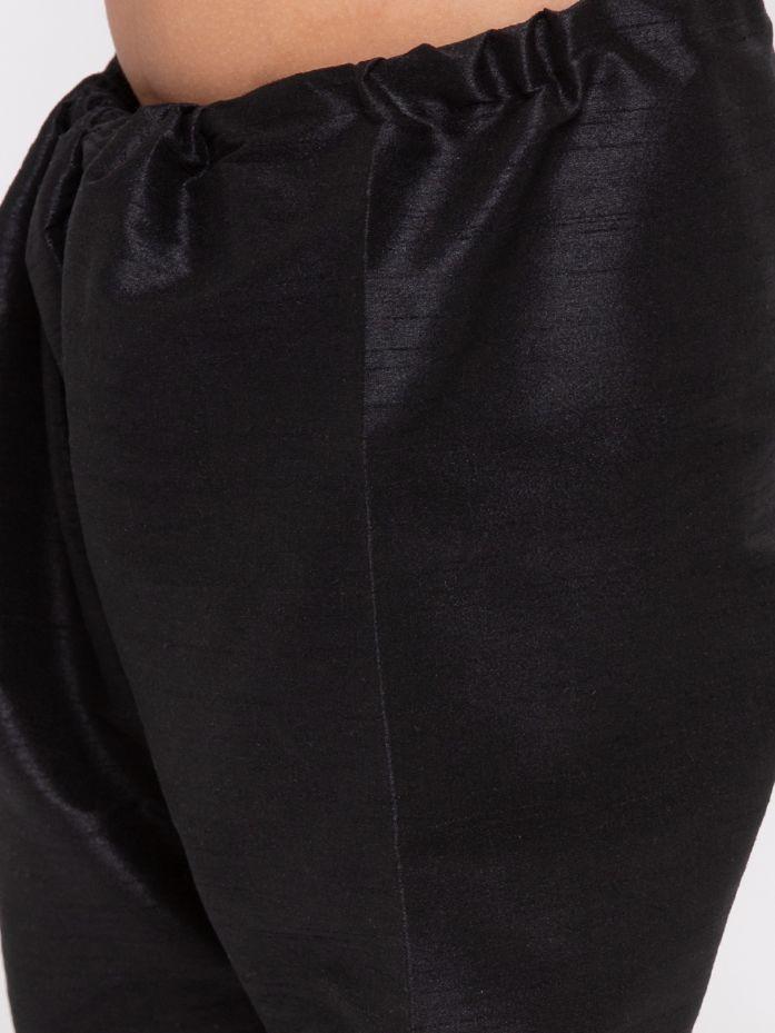 VASTRAMAY Boys' Black Cotton Silk Kurta and Pyjama Set - qivii