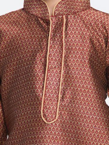 VASTRAMAY Boys' Maroon Cotton Silk Blend Kurta and Pyjama Set - qivii