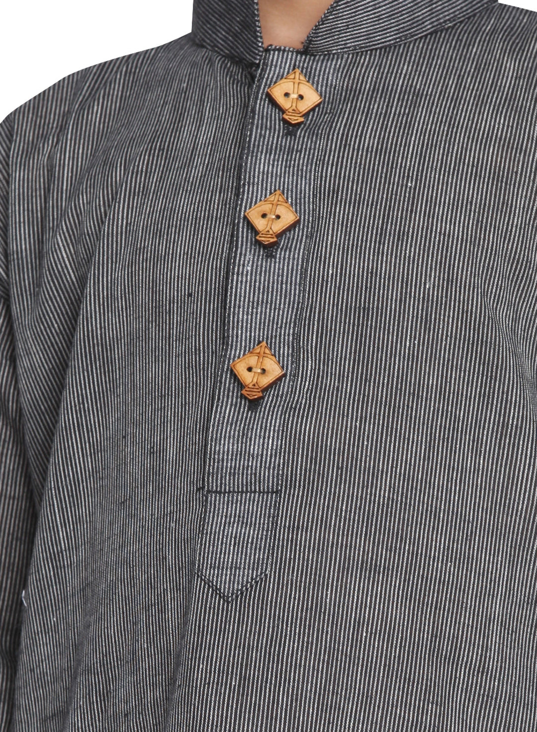 VASTRAMAY Boys Black Handloom Pure Cotton Kurta - qivii