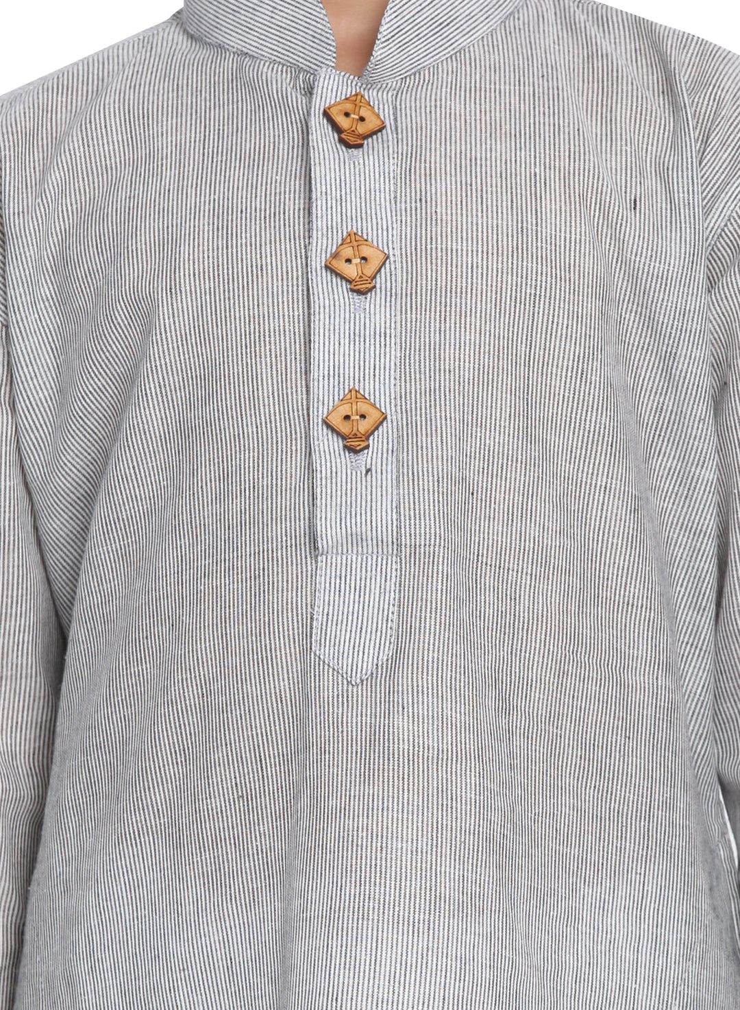 VASTRAMAY Boy's Grey Handloom Pure Cotton Kurta - qivii