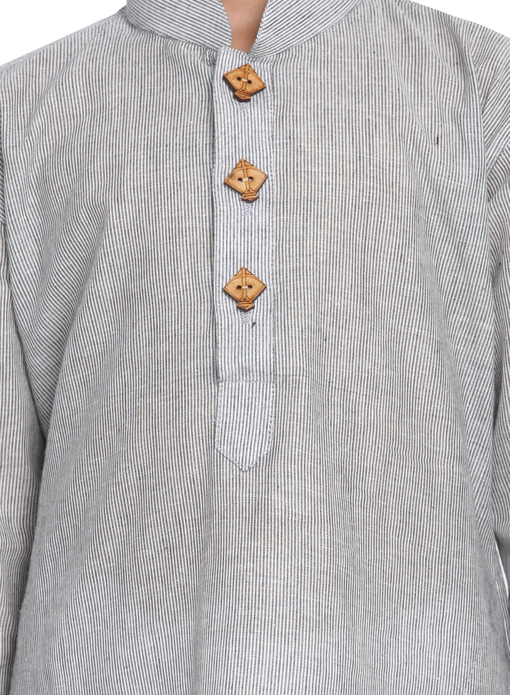 VASTRAMAY Boy's Grey Handloom Pure Cotton Kurta - qivii