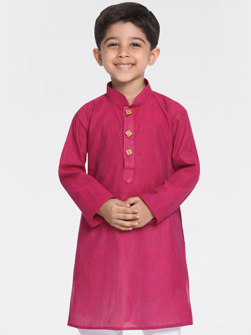 VASTRAMAY Boys' Purple Handloom Pure Cotton Kurta - qivii