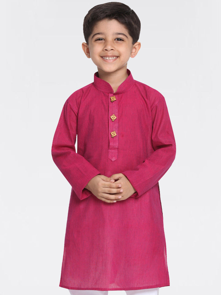 VASTRAMAY Boys' Purple Handloom Pure Cotton Kurta - qivii