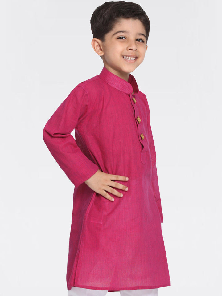VASTRAMAY Boys' Purple Handloom Pure Cotton Kurta - qivii