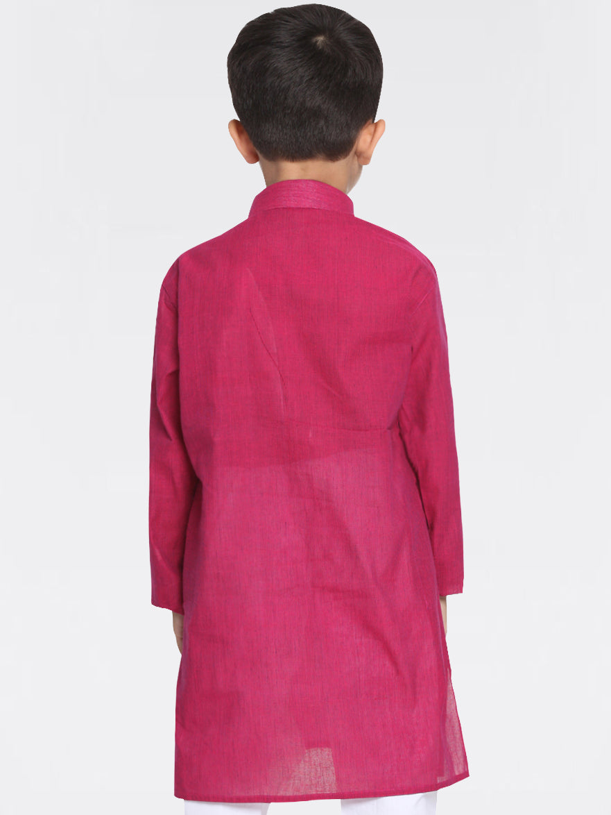 VASTRAMAY Boys' Purple Handloom Pure Cotton Kurta - qivii