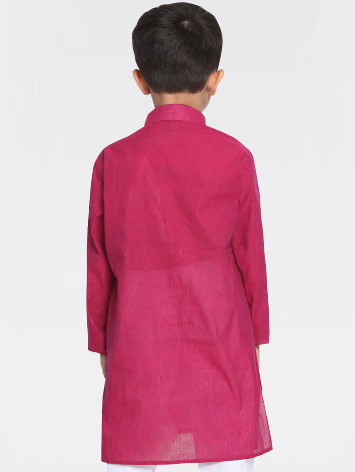 VASTRAMAY Boys' Purple Handloom Pure Cotton Kurta - qivii