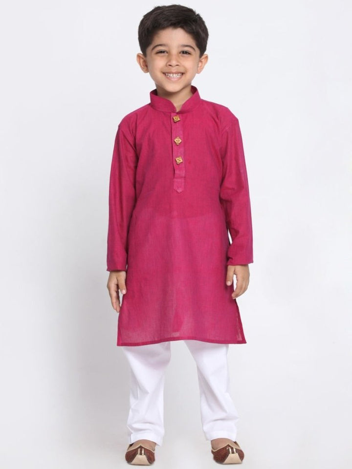 VASTRAMAY Boys' Purple Handloom Pure Cotton Kurta - qivii