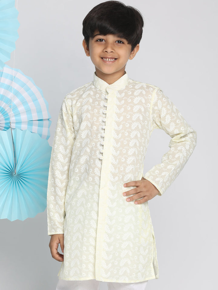 VASTRAMAY Boy's Yellow Pure Cotton  Kurta - qivii