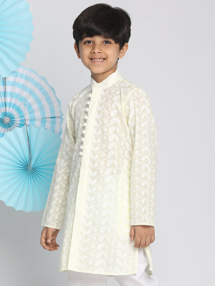 VASTRAMAY Boy's Yellow Pure Cotton  Kurta - qivii