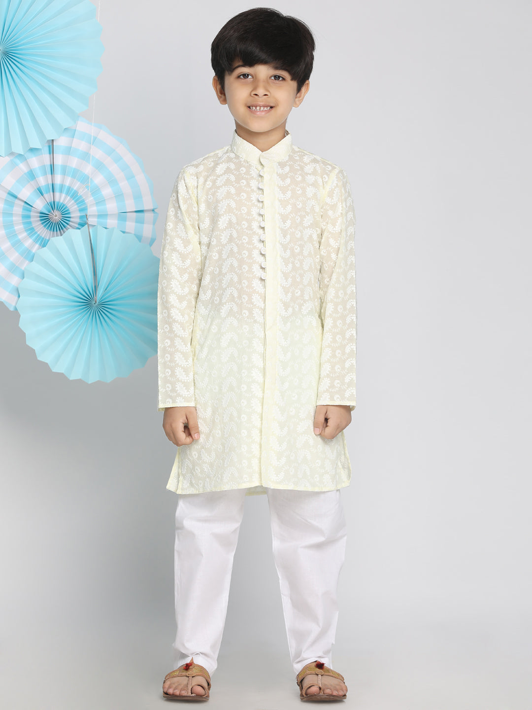 VASTRAMAY Boy's Yellow Pure Cotton  Kurta - qivii