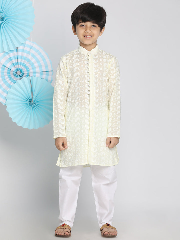 VASTRAMAY Boy's Yellow Pure Cotton  Kurta - qivii