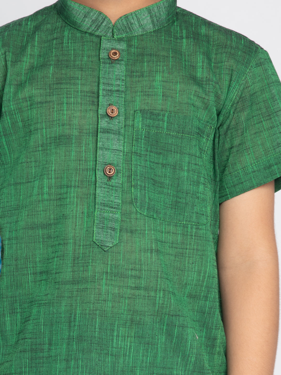 VASTRAMAY Boys' Green Melange Half Sleeve Kurta - qivii