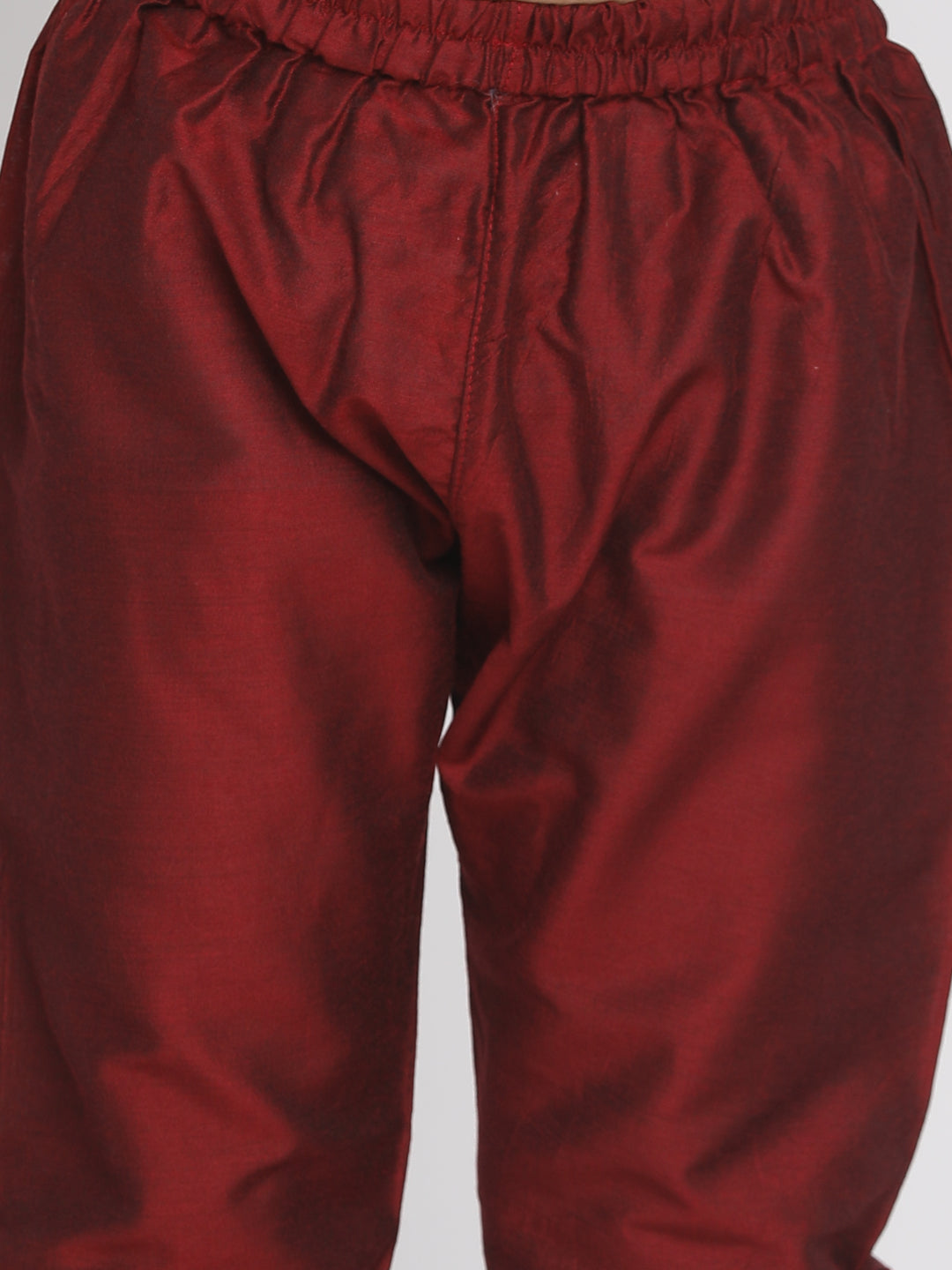 VASTRAMAY Boys' Grey And Maroon Jacquard Kurta Pyjama Set - qivii