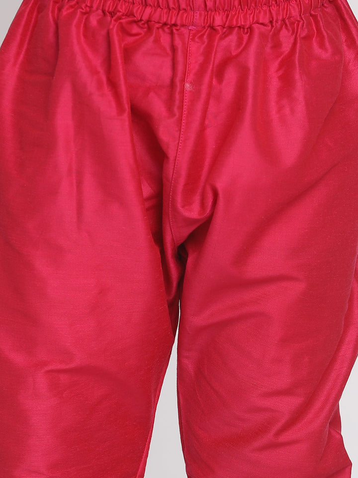 VASTRAMAY Boys' Floral Printed Multicolor-Base-Pink Kurta and Pyjama Set - qivii