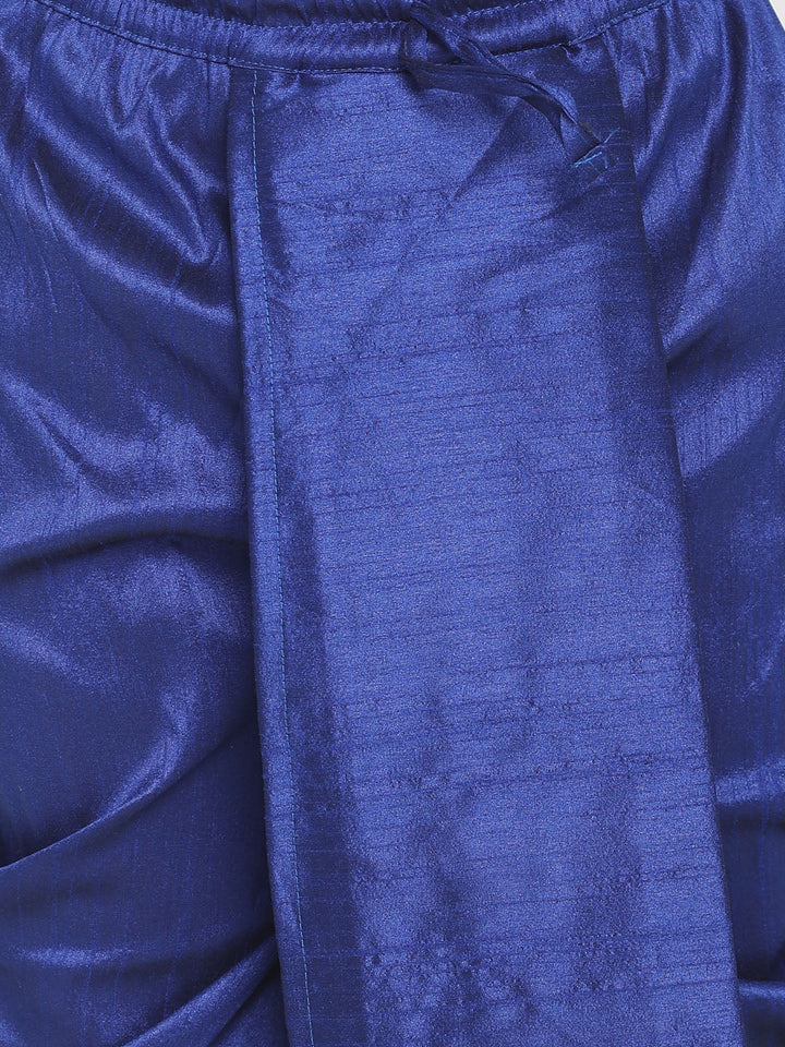 VASTRAMAY Boys' White And Blue Kurta And Dhoti Set - qivii