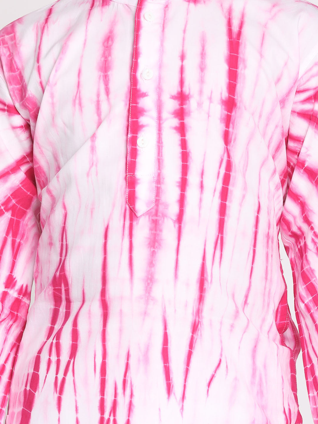 VASTRAMAY Boys' Pink And White Tie- Dye Kurta - qivii