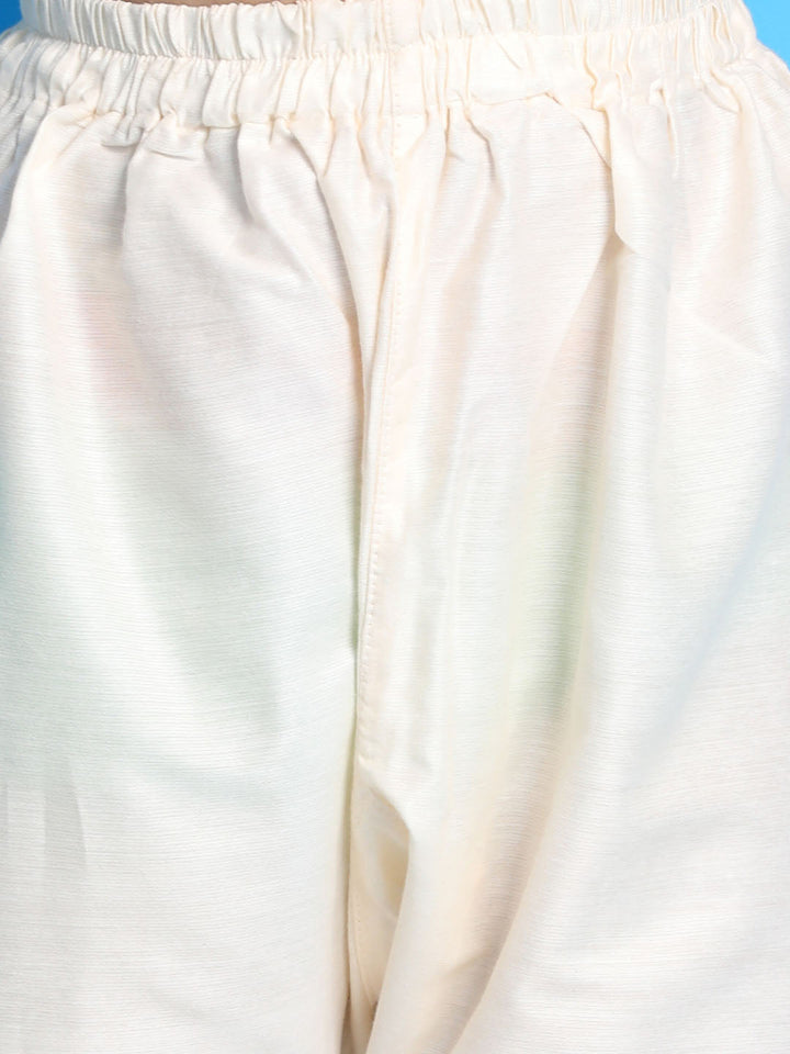 VASTRAMAY Boys' White Mirror Kurta Pyjama Set - qivii