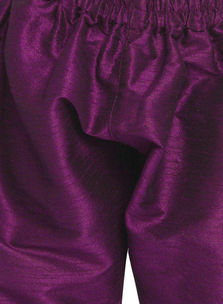 Vastramay Boys' Purple Jacket Style Kurta And Purple Pyjama Set - qivii