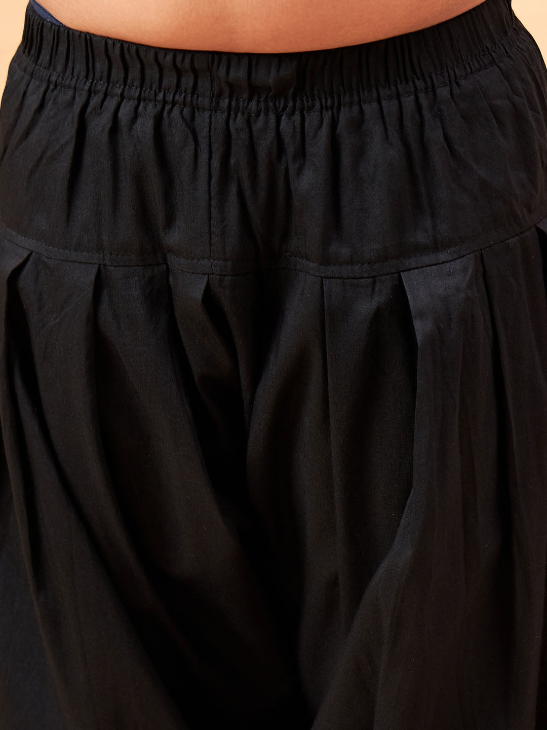 VASTRAMAY Boys Black Embroidered Vertical Mirror Work Kurta With Patiala Set - qivii