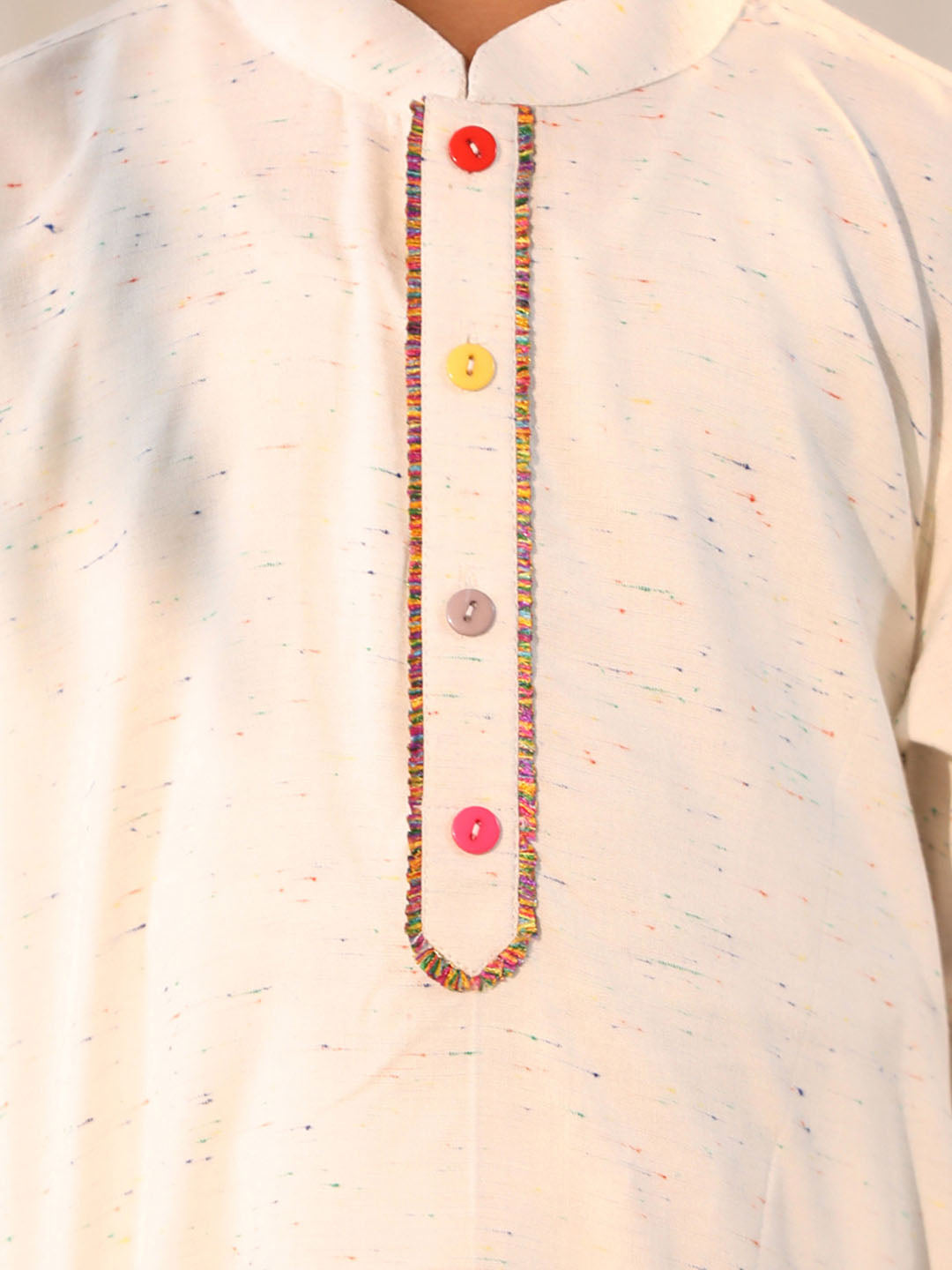 VASTRAMAY Boys' Cream Holi Special Kurta Pyjama Set - qivii