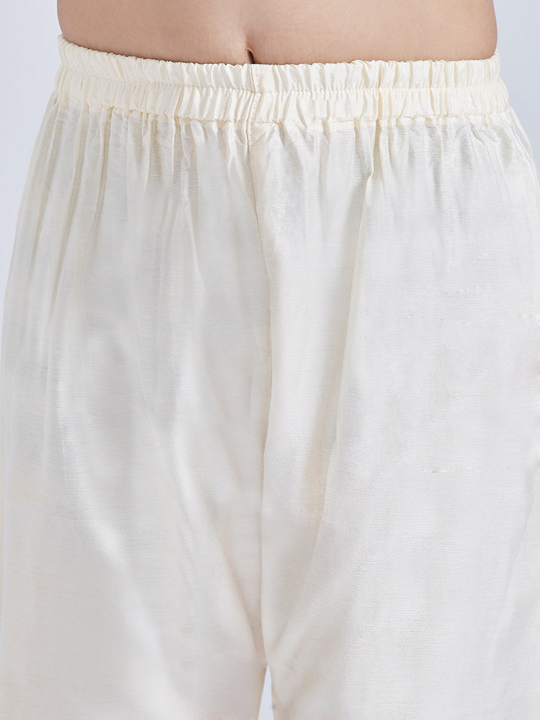 VASTRAMAY Boys' Green And Cream Kurta Pyjama Set - qivii