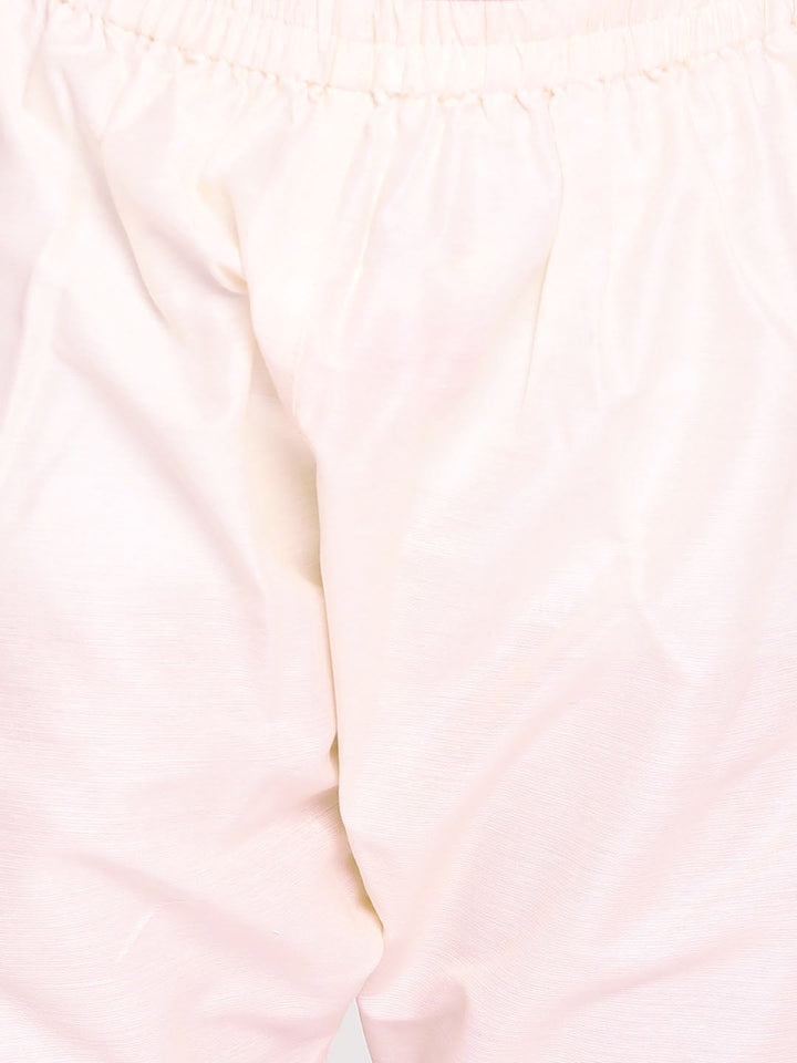 VASTRAMAY Boys' Yellow And Cream Kurta Pyjama Set - qivii