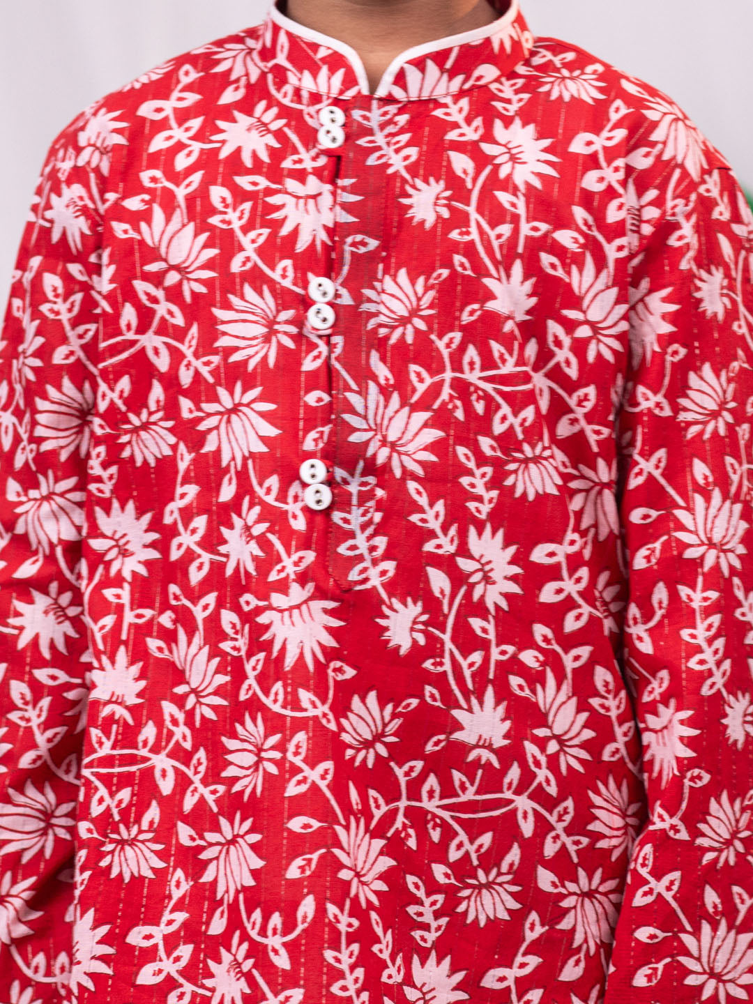 VASTRAMAY Boys' Red And White Kurta And Pyjama Set - qivii