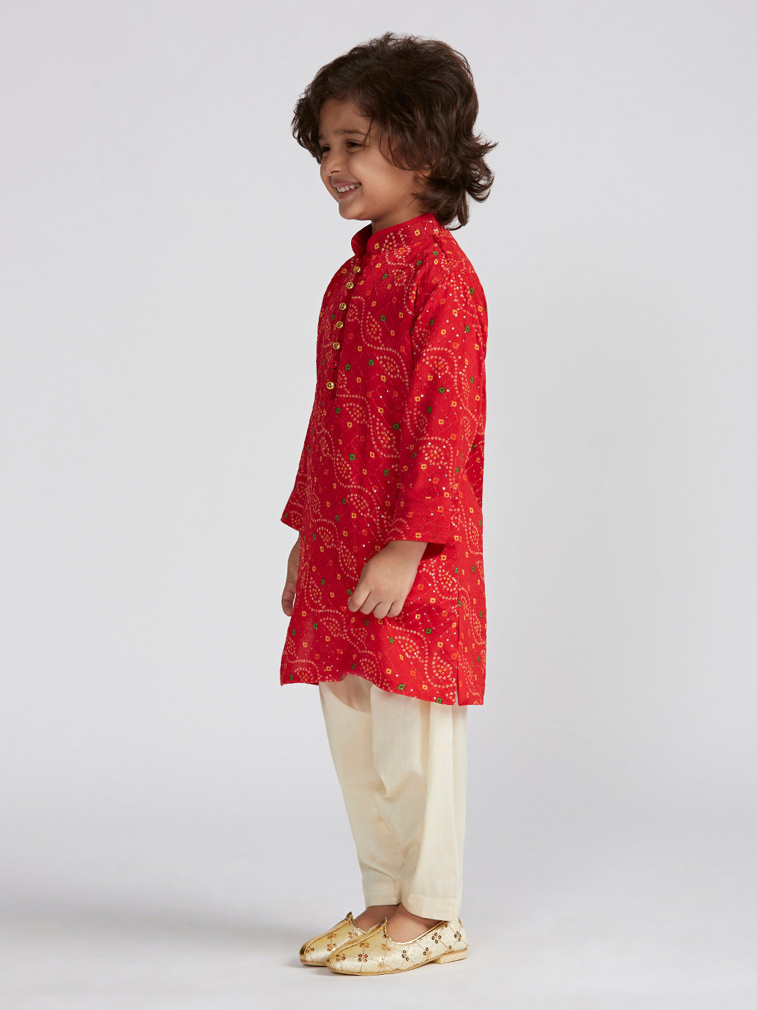 VASTRAMAY Boys' Red Kurta And Patiala Set - qivii