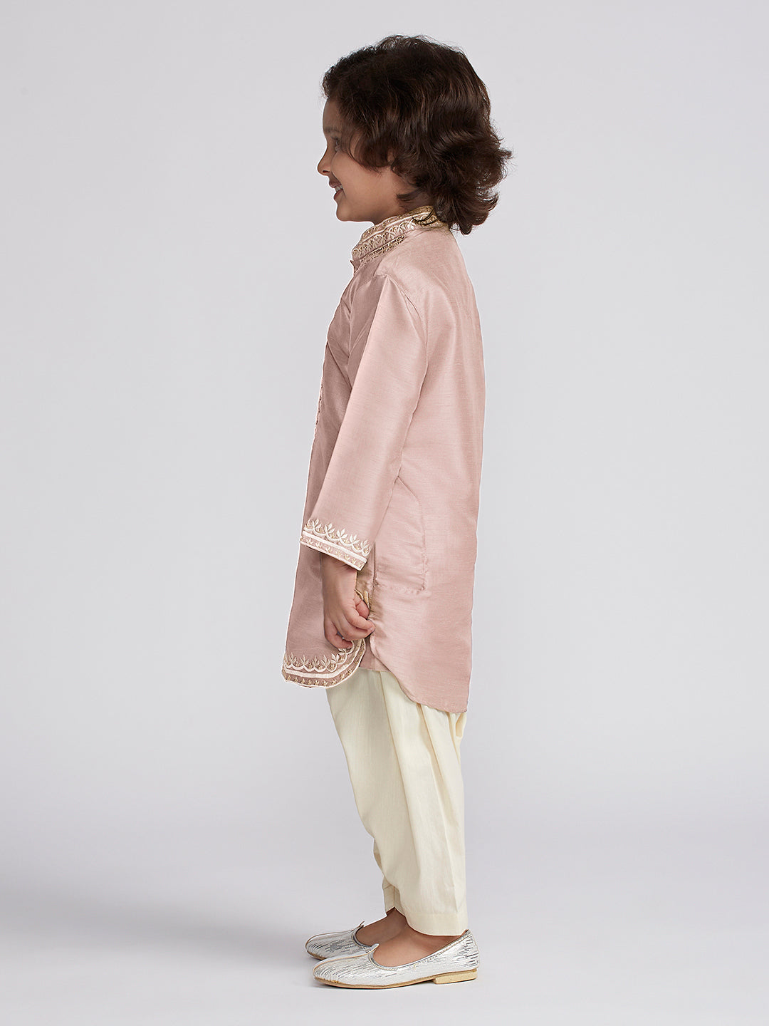 VASTRAMAY Boys' Peach Kurta And Patiala Set - qivii