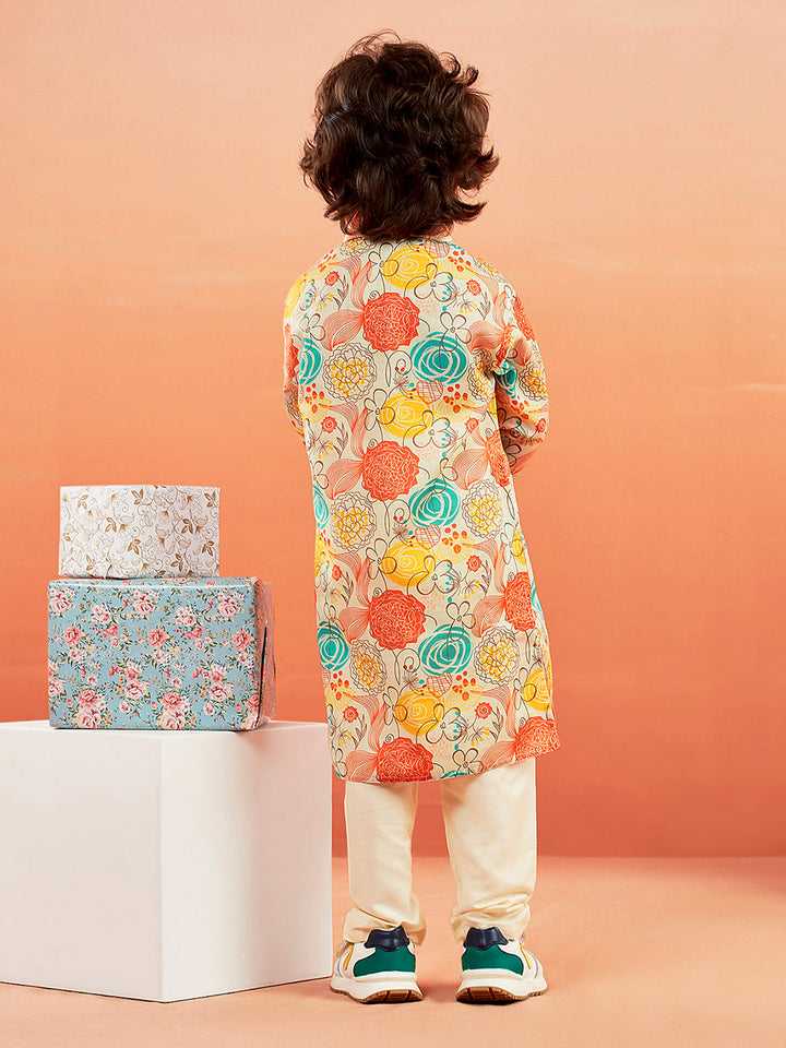 VASTRAMAY Boys' Multicolour Kurta And Pyjama Set - qivii